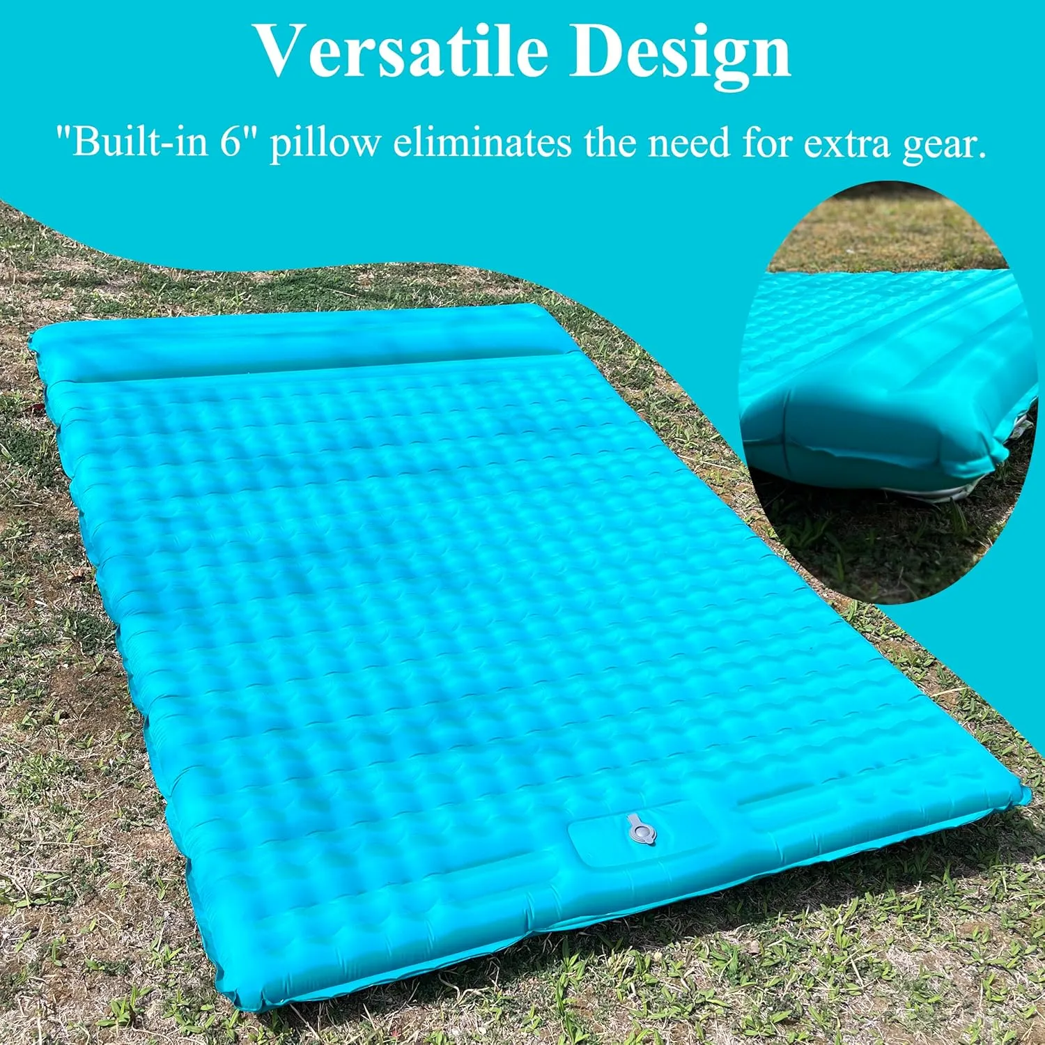 HI FINE CARE Inflatable Double Sleeping Pad for Camping, 2 Person Air Mattress Self-Inflating Camp Pad, Extra Thick & Lightweight, Ultimate Comfort for Two Campers