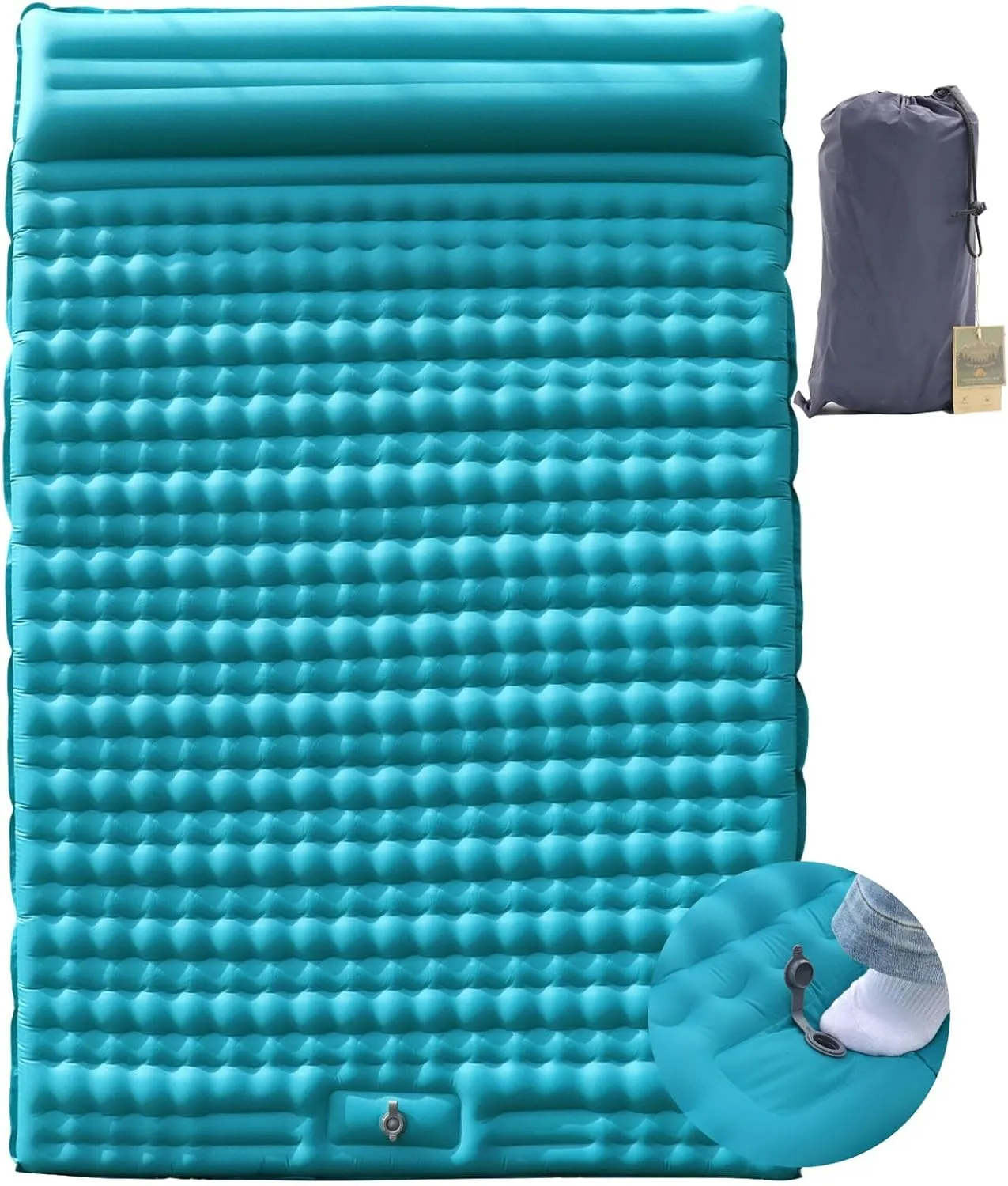 HI FINE CARE Inflatable Double Sleeping Pad for Camping, 2 Person Air Mattress Self-Inflating Camp Pad, Extra Thick & Lightweight, Ultimate Comfort for Two Campers