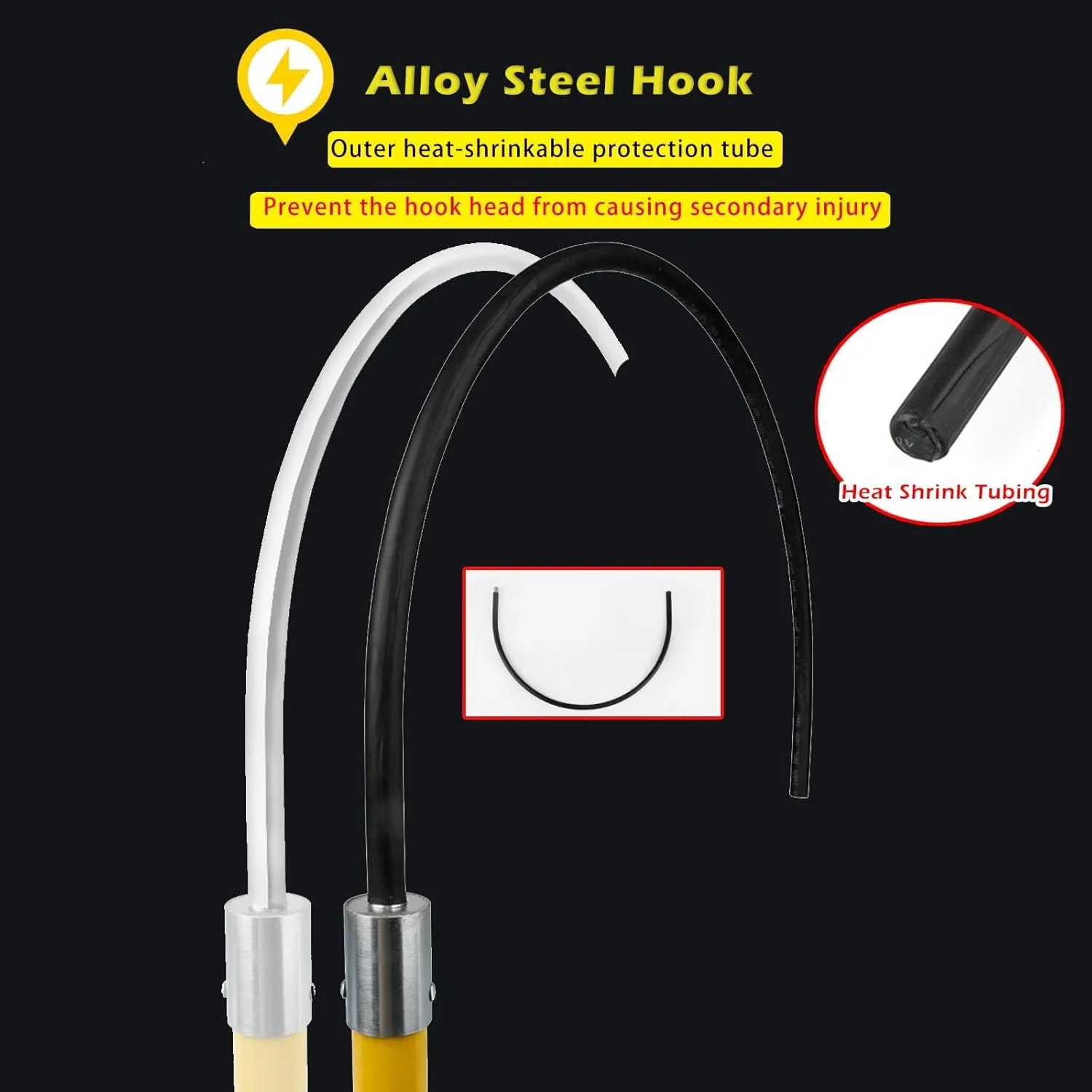 High Voltage Rescue Hook Electrical Safety 1m 1.5m 1.8m 2m 3m Anti-electrocution Emergency Rescue Pole, High Voltage Rescue Hook w/Insulated Handle - 20'' Opening, Puller Hook Safety Tool - 10kV 35kV