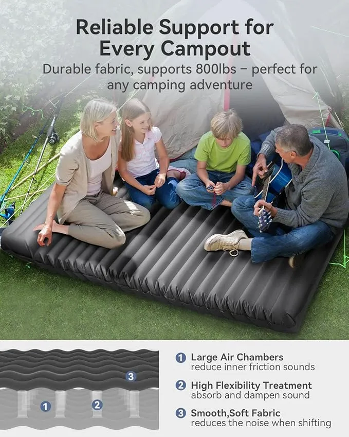 Hikenture Double Sleeping Pad for Camping 2 Person (Grey)