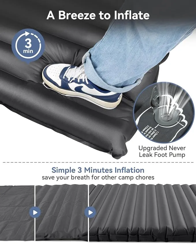 Hikenture Double Sleeping Pad for Camping 2 Person (Grey)