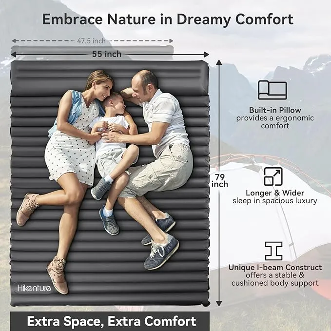 Hikenture Double Sleeping Pad for Camping 2 Person (Grey)