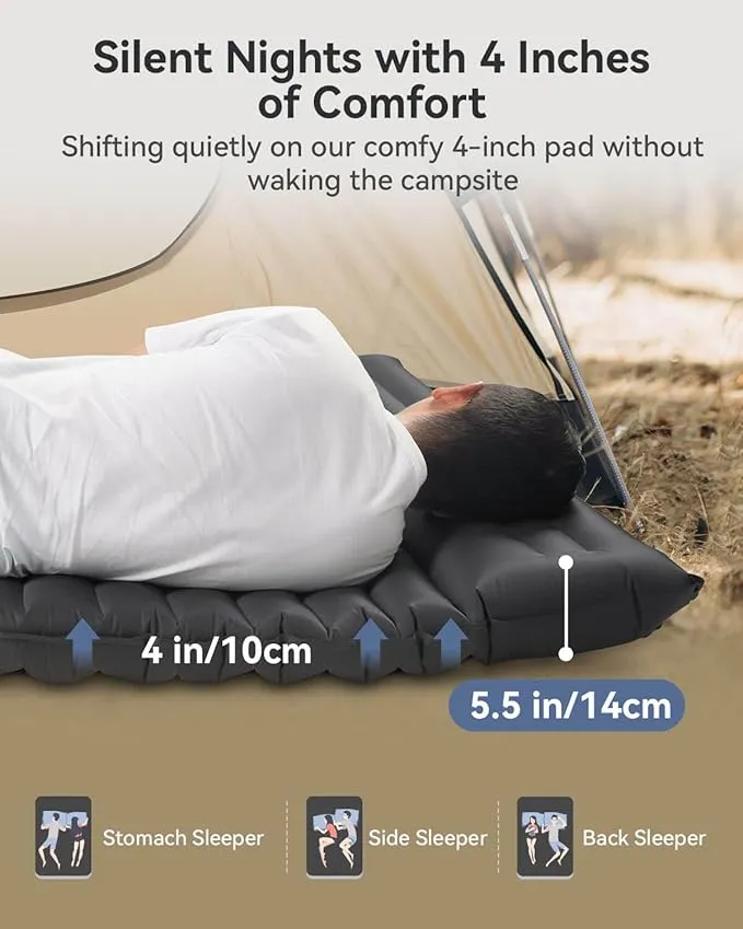 Hikenture Double Sleeping Pad for Camping 2 Person (Grey)