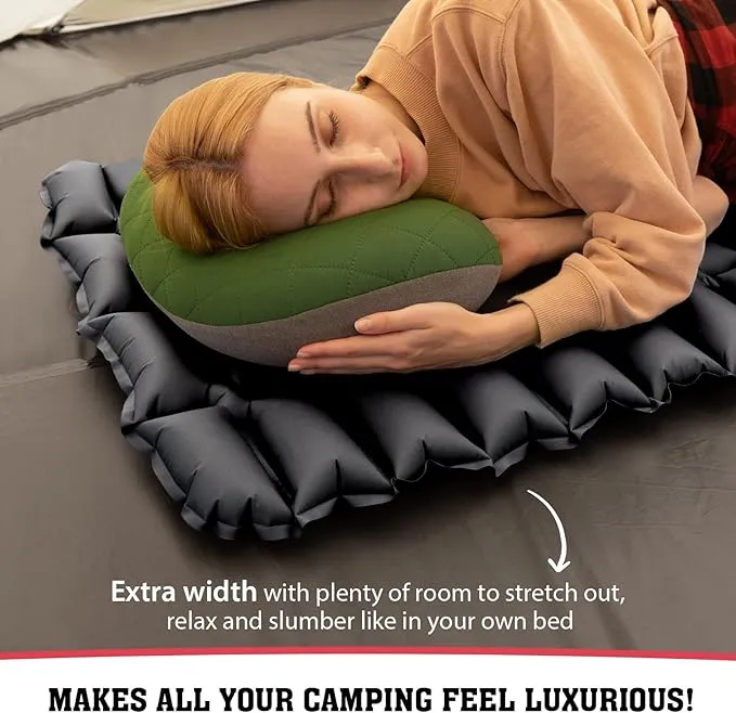 Hikenture Double Sleeping Pad,Ultralight Camping Mattress 2 Person,Backpacking Pad with Pump Sack,Inflatable Air Mat for Tent(1037-B2) (Grey, 72" L x 28" W)