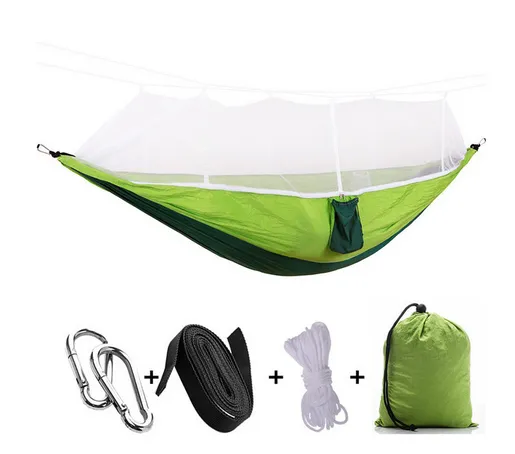 HomeTrendz™ Double Camping Hammock with Mosquito Net | Garden, Backyard, Camping, Backpacking Outdoor Hammock Tent