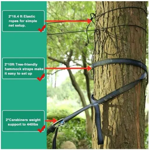 HomeTrendz™ Double Camping Hammock with Mosquito Net | Garden, Backyard, Camping, Backpacking Outdoor Hammock Tent