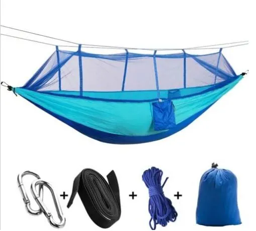 HomeTrendz™ Double Camping Hammock with Mosquito Net | Garden, Backyard, Camping, Backpacking Outdoor Hammock Tent