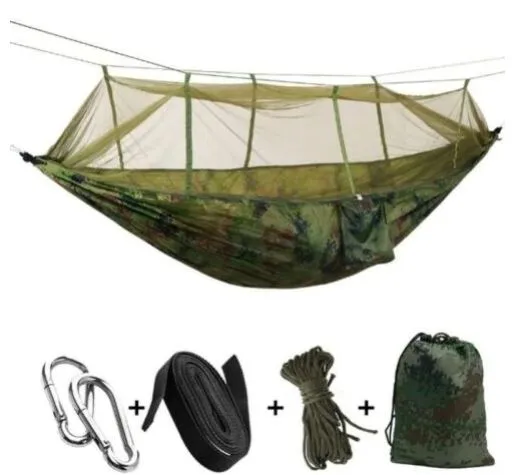 HomeTrendz™ Double Camping Hammock with Mosquito Net | Garden, Backyard, Camping, Backpacking Outdoor Hammock Tent