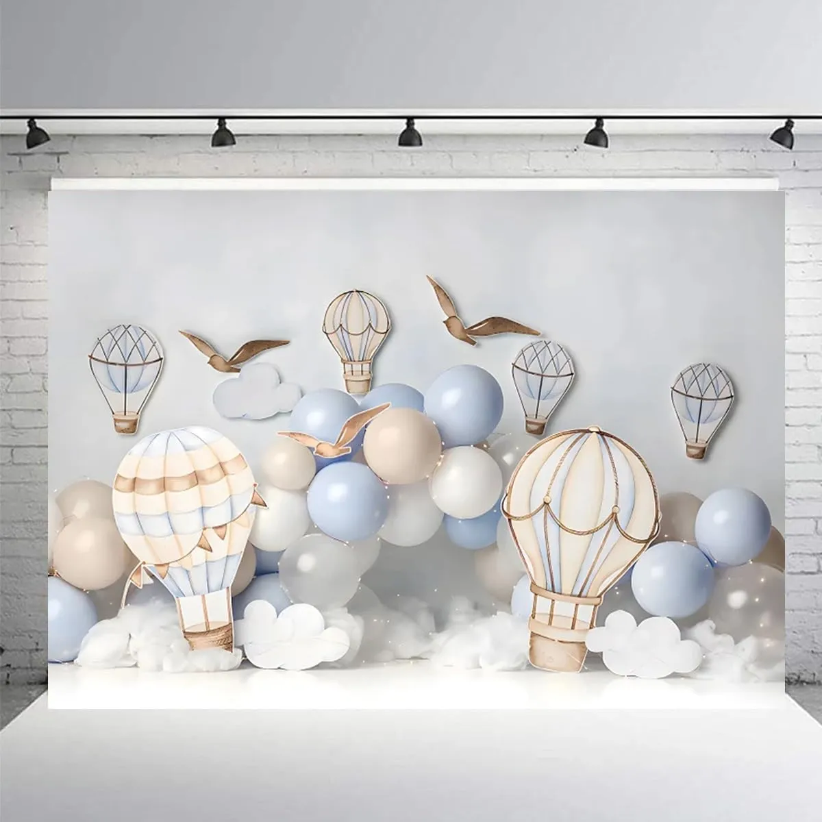 Hot Air Balloons Baby Birthday Party Background for Photography Travel Birthday Balloons Party Decoration A New Adventure Begins Travel Background Wedding Baby Shower Anniversary Banner (7X5FT)
