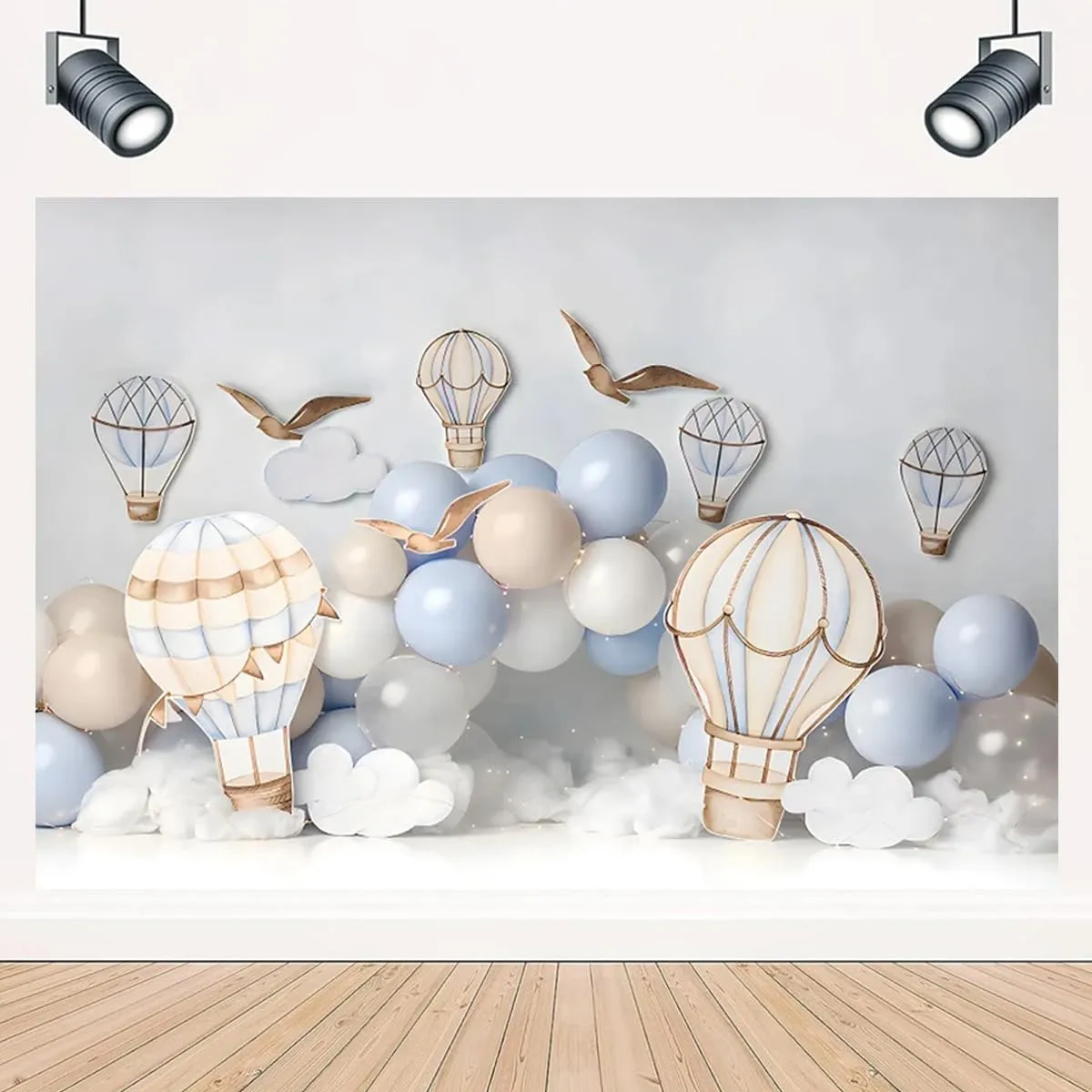 Hot Air Balloons Baby Birthday Party Background for Photography Travel Birthday Balloons Party Decoration A New Adventure Begins Travel Background Wedding Baby Shower Anniversary Banner (7X5FT)