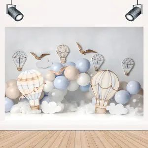 Hot Air Balloons Baby Birthday Party Background for Photography Travel Birthday Balloons Party Decoration A New Adventure Begins Travel Background Wedding Baby Shower Anniversary Banner (7X5FT)