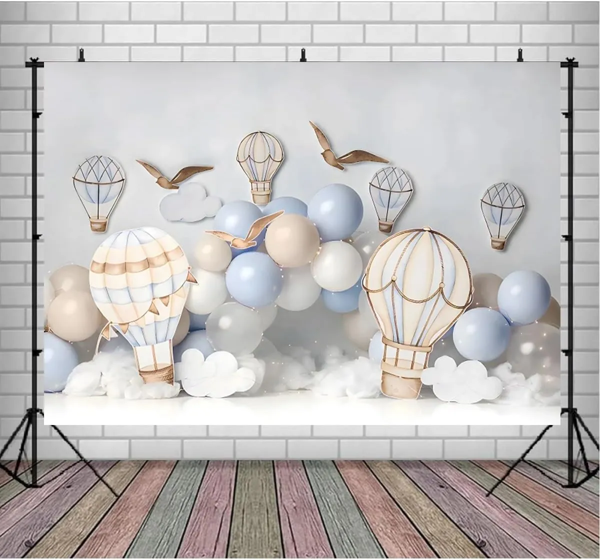 Hot Air Balloons Baby Birthday Party Background for Photography Travel Birthday Balloons Party Decoration A New Adventure Begins Travel Background Wedding Baby Shower Anniversary Banner (7X5FT)