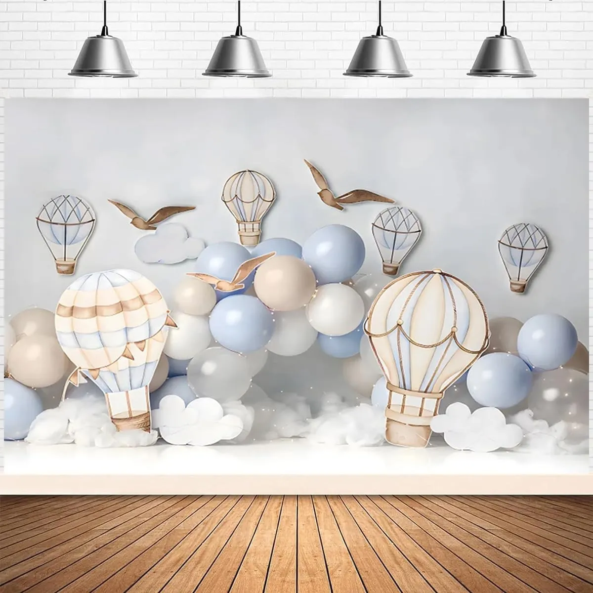 Hot Air Balloons Baby Birthday Party Background for Photography Travel Birthday Balloons Party Decoration A New Adventure Begins Travel Background Wedding Baby Shower Anniversary Banner (7X5FT)