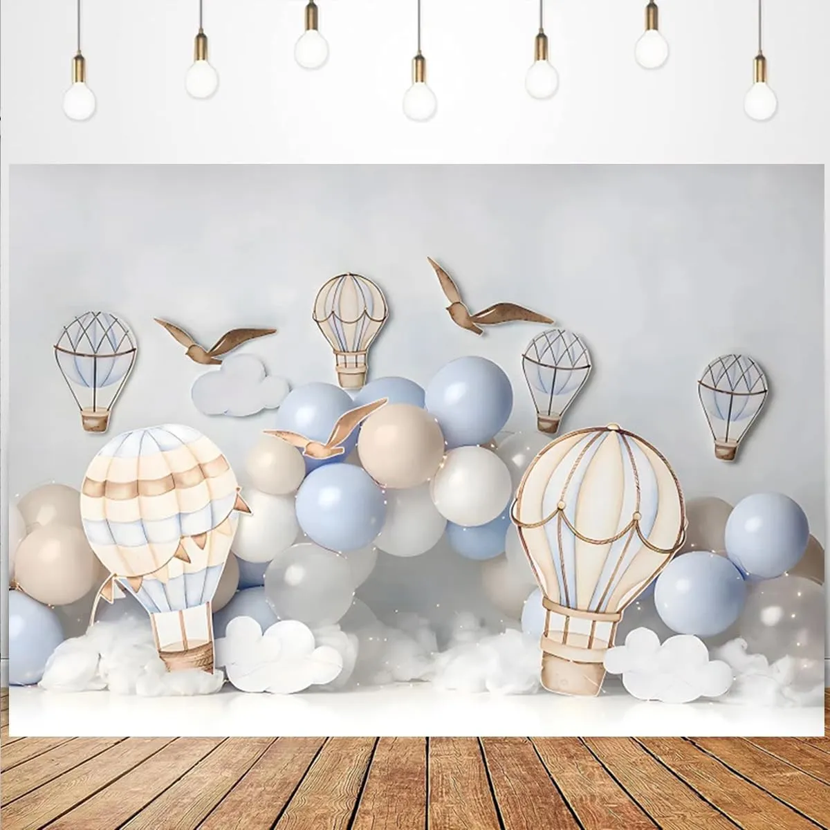Hot Air Balloons Baby Birthday Party Background for Photography Travel Birthday Balloons Party Decoration A New Adventure Begins Travel Background Wedding Baby Shower Anniversary Banner (7X5FT)