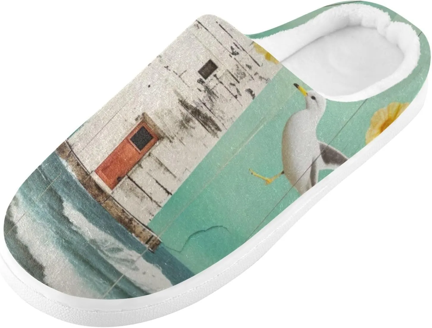 House Fuzzy Slippers Lighthouse Beach Seagull Anti-Slip Warm Shoes for Womens & Men 20853271