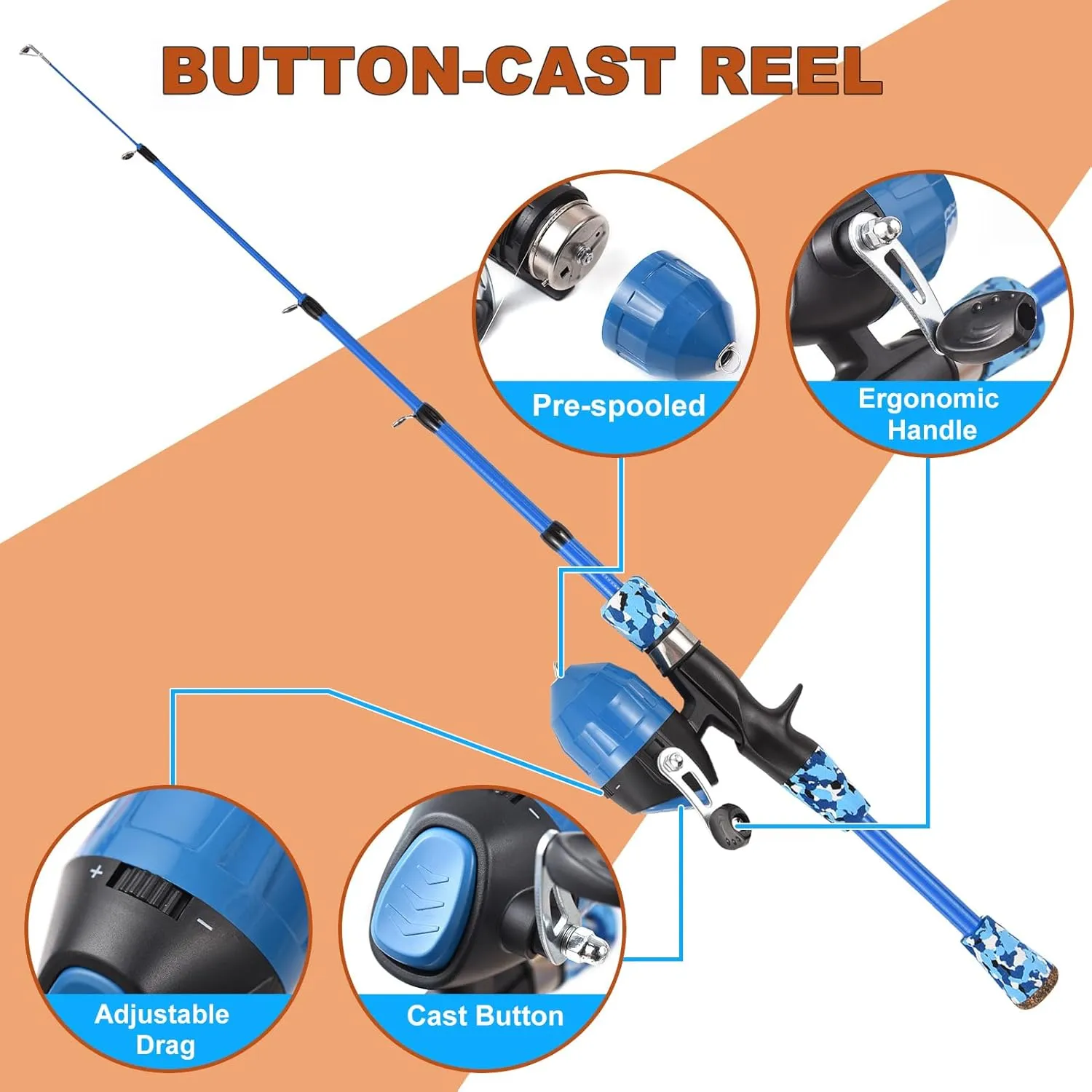 HXBER Fishing Pole Telescopic Fishing Rod and Reel Combo Kit with Fishing Lures Fishing Lines Fishing Hooks