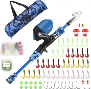 HXBER Fishing Pole Telescopic Fishing Rod and Reel Combo Kit with Fishing Lures Fishing Lines Fishing Hooks