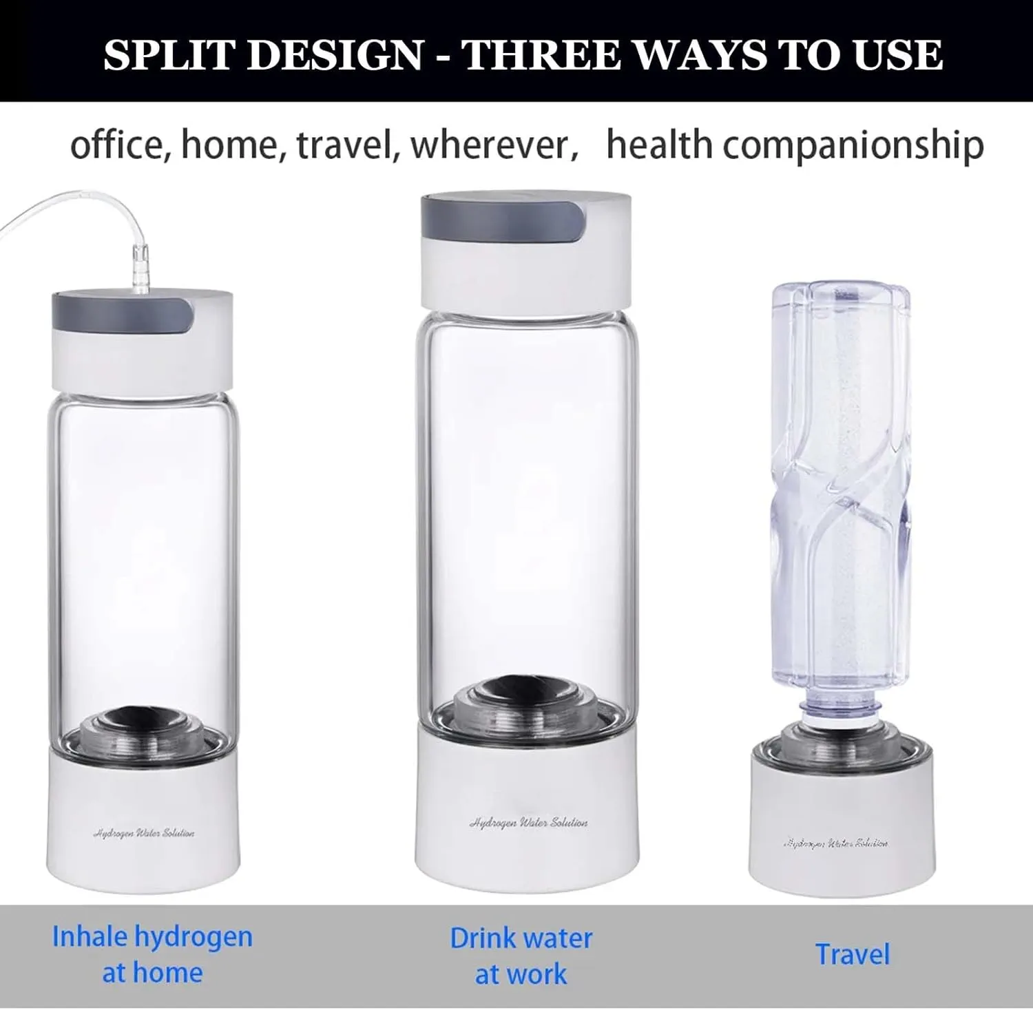 Hydrogen Water Generator, with New PEM SPE Technology, 380ml Rechargeable Hydrogen Water Bottle, 99.99% Pure Hydrogen Rich Concentration, with Nasal Suction Tube