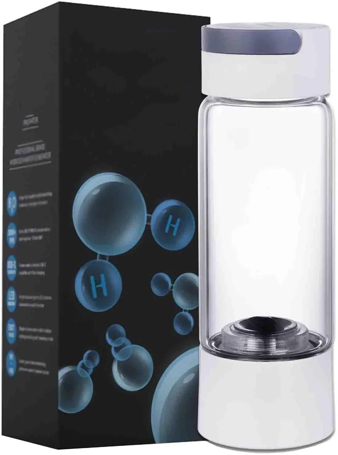 Hydrogen Water Generator, with New PEM SPE Technology, 380ml Rechargeable Hydrogen Water Bottle, 99.99% Pure Hydrogen Rich Concentration, with Nasal Suction Tube