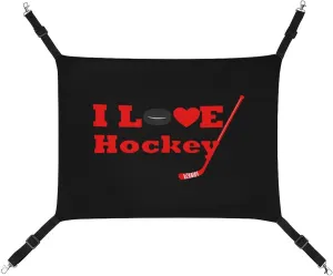 I Love Hockey Cat Hanging Hammock Soft Breathable Pet Cage Dog Hammock with Adjustable Straps and Metal Hooks
