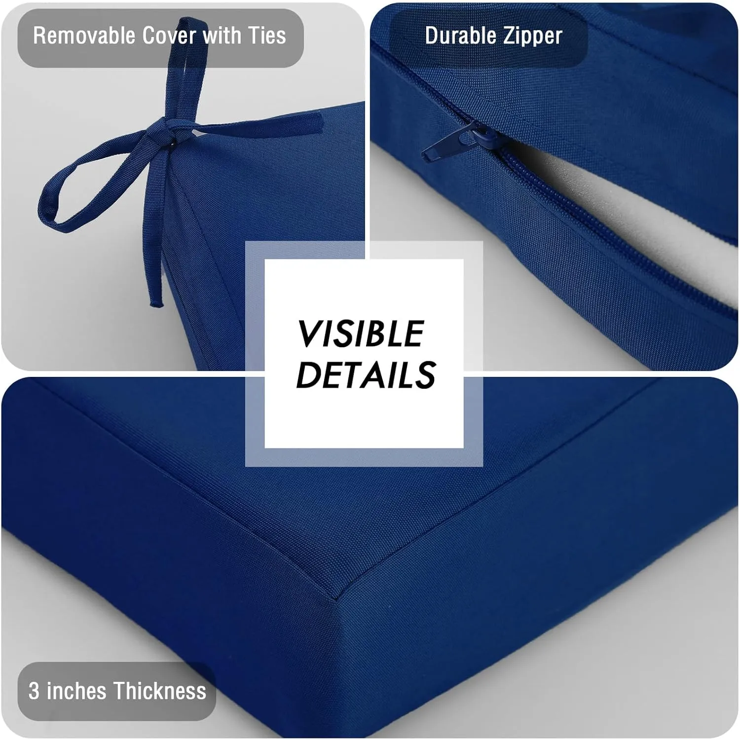 idee-home Outdoor Bench Cushion Waterproof, Bench Cushions for Outdoor Furniture, Patio Porch Swing Replacement Seat Pad with Ties for Garden Backyard, 48 x 18 Inch Navy Blue