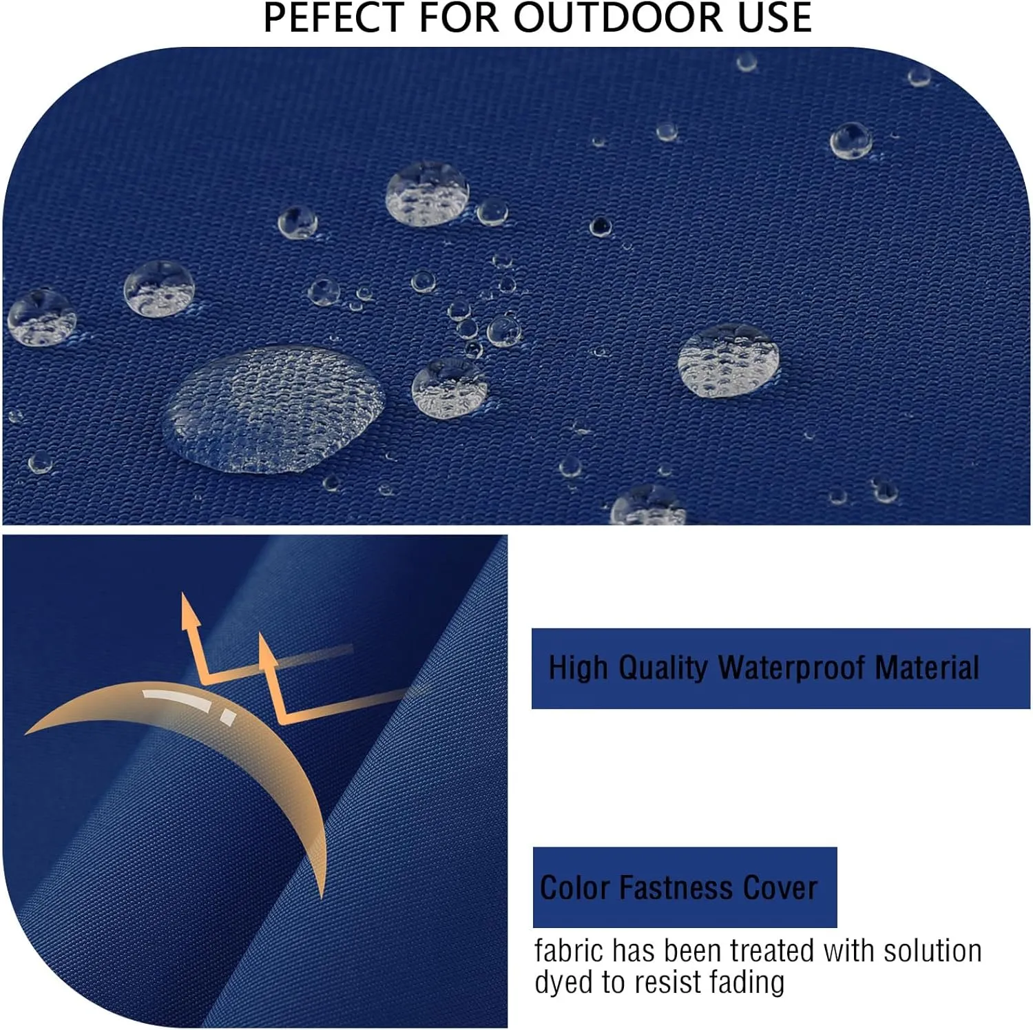 idee-home Outdoor Bench Cushion Waterproof, Bench Cushions for Outdoor Furniture, Patio Porch Swing Replacement Seat Pad with Ties for Garden Backyard, 48 x 18 Inch Navy Blue