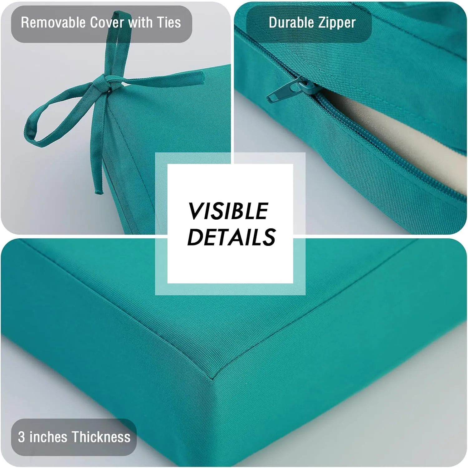 idee-home Outdoor Bench Cushion Waterproof, Bench Cushions for Outdoor Furniture, Patio Porch Swing Replacement Seat Pad with Ties for Garden Backyard, 48 x 18 Inch Peacock Blue