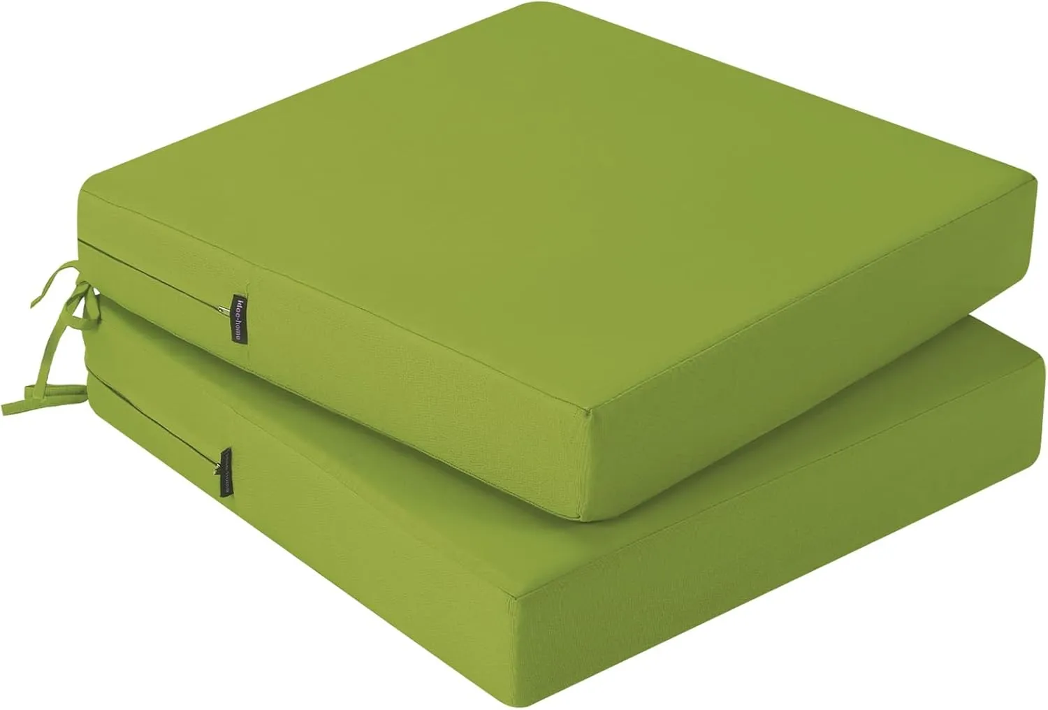 idee-home Outdoor Chair Cushions Set of 2, Waterproof Outdoor Seat Cushions for Patio Furniture, Outside Replacement Chair Pad with Ties for Lawn Deck Porch, 19 x 19 Green