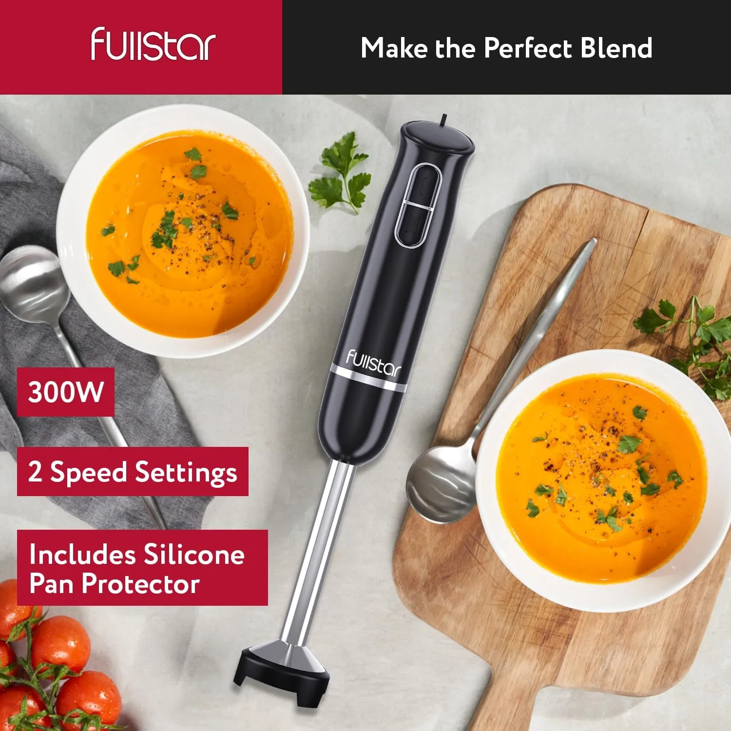 Immersion Blender Set, 300W Handheld Electric Hand Mixer, Smoothie Blender (300W, Black)