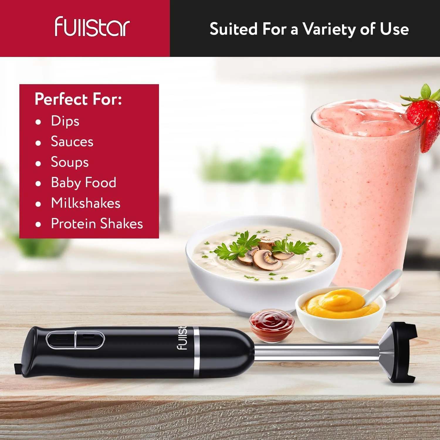 Immersion Blender Set, 300W Handheld Electric Hand Mixer, Smoothie Blender (300W, Black)