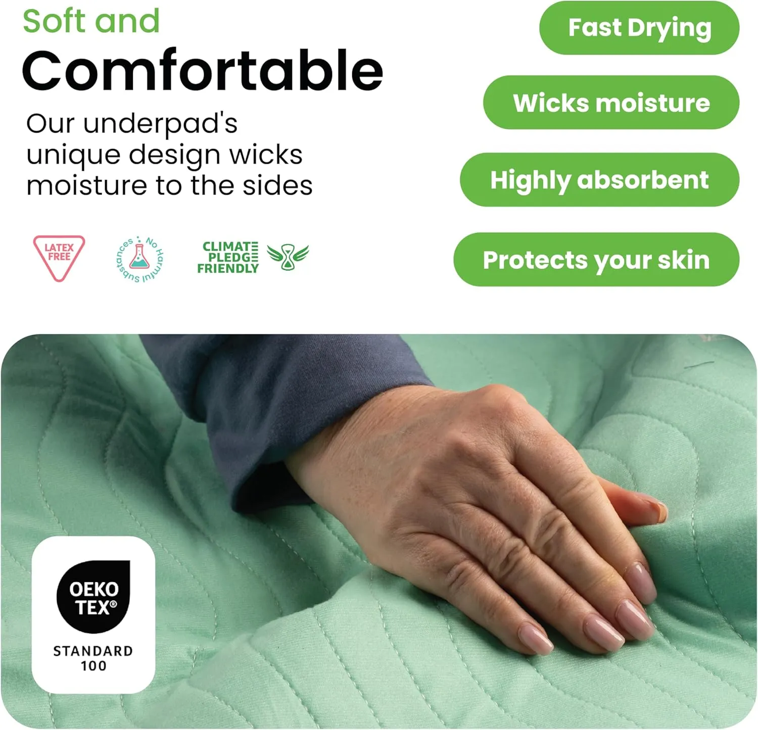 IMPROVIA® Washable Underpads, 34" x 36" (Pack of 2) - Heavy Absorbency Reusable Bedwetting Incontinence Pads for Kids, Adults, Elderly, and Pets - Waterproof Protective Pad for Bed, Couch, Sofa, Floor
