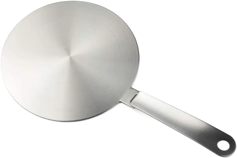 Induction adapter, converter disc for induction cooking plate, heat diffusion plate with detachable handle and base, 20 cm………