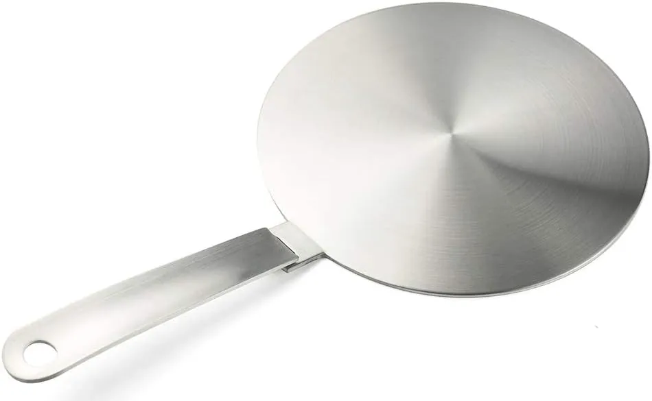 Induction adapter, converter disc for induction cooking plate, heat diffusion plate with detachable handle and base, 20 cm………