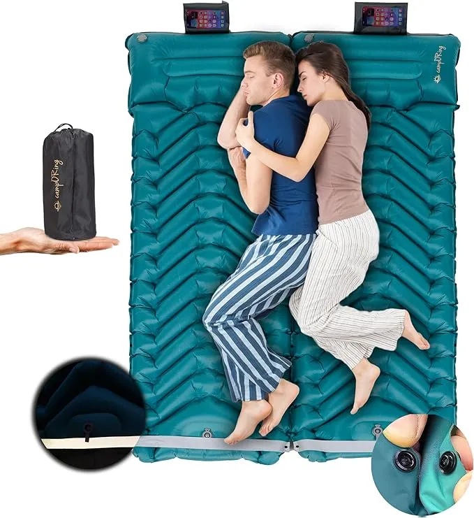 Inflatable Camping Sleeping pad, Thick 4 inch Ultralight Sleeping mat with Pillow, Sleeping pad with Built-in Foot Pump for Camping, Backpacking, Hiking, Traveling.