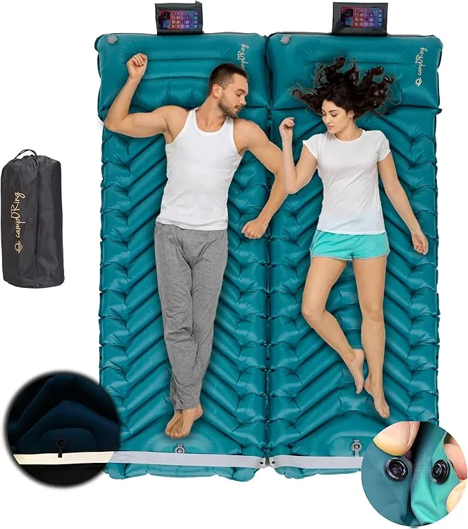 Inflatable Camping Sleeping pad, Thick 4 inch Ultralight Sleeping mat with Pillow, Sleeping pad with Built-in Foot Pump for Camping, Backpacking, Hiking, Traveling.