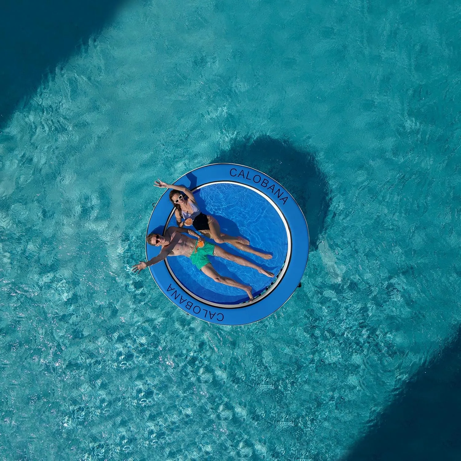 Inflatable Floating Dock Platform, Multi-People Round Water Hammock lsland Raft Tanning Float with Carrying Bag for Pool Lake Beach Party
