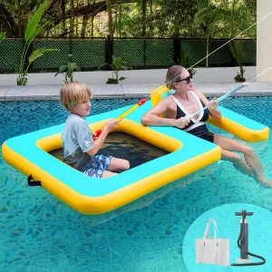 Inflatable Floating Dock with Seat – 79”× 47” Durable PVC Water Platform Hammock for Adults, Kids & Pets – Heavy-Duty Lake River Raft for Sunchill Summer Parties, Pool & Beach Fun, 242 lbs Capacity