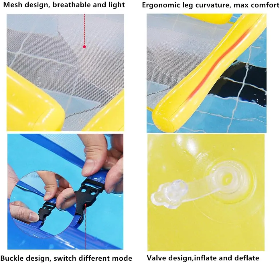Inflatable Pool Floats Hammock,Multi-Purpose Water Floating Inflatable Hammock Lounges Pool Float Adult for Swimming Pool, Beach, Outdoor (Yellow Floating Hammock)