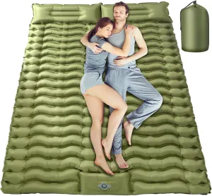 Inflatable Sleeping Pad for Camping 2 Person 79"X 53.5"with Pillow Built-in Foot Pump Camping Sleeping Mat Breathable Comfortable Camping Mattress Pad Portable Camping Sleeping Mat