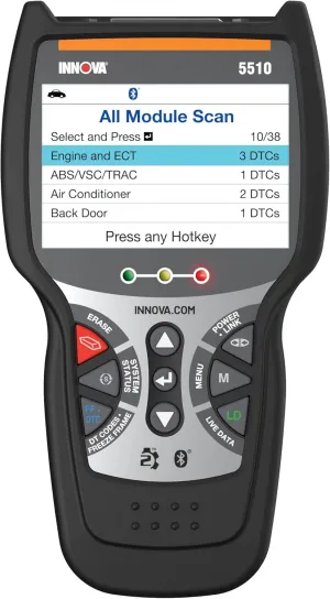 INNOVA 5510 OBD2 Scanner, Scan Tool for ABS, All System Scanner, Caliper Service, Brake Pad Life, Read/Erase ABS/SRS Codes, Reset Oil Light, Live Data, Updates Included