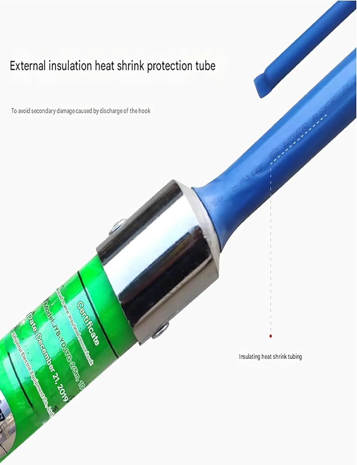 Insulated Rescue Hook Electrical Safety Life Hook,Portable high Voltage Electrical Safety Tool Fiberglass Rescue Pull Rod(150cm)