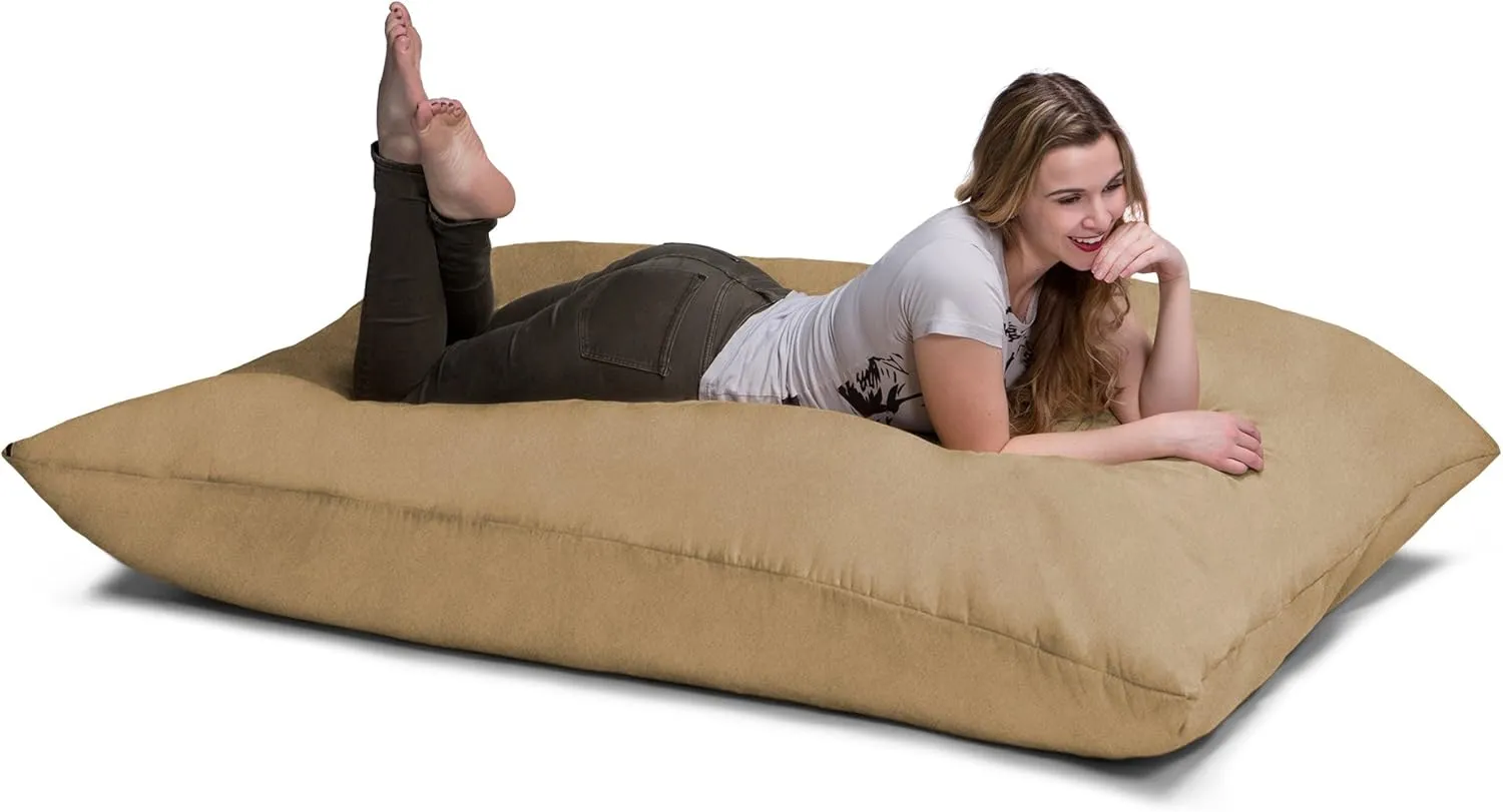 Jaxx Pillow Saxx 5.5-Foot - Huge Bean Bag Floor Pillow and Lounger, Camel