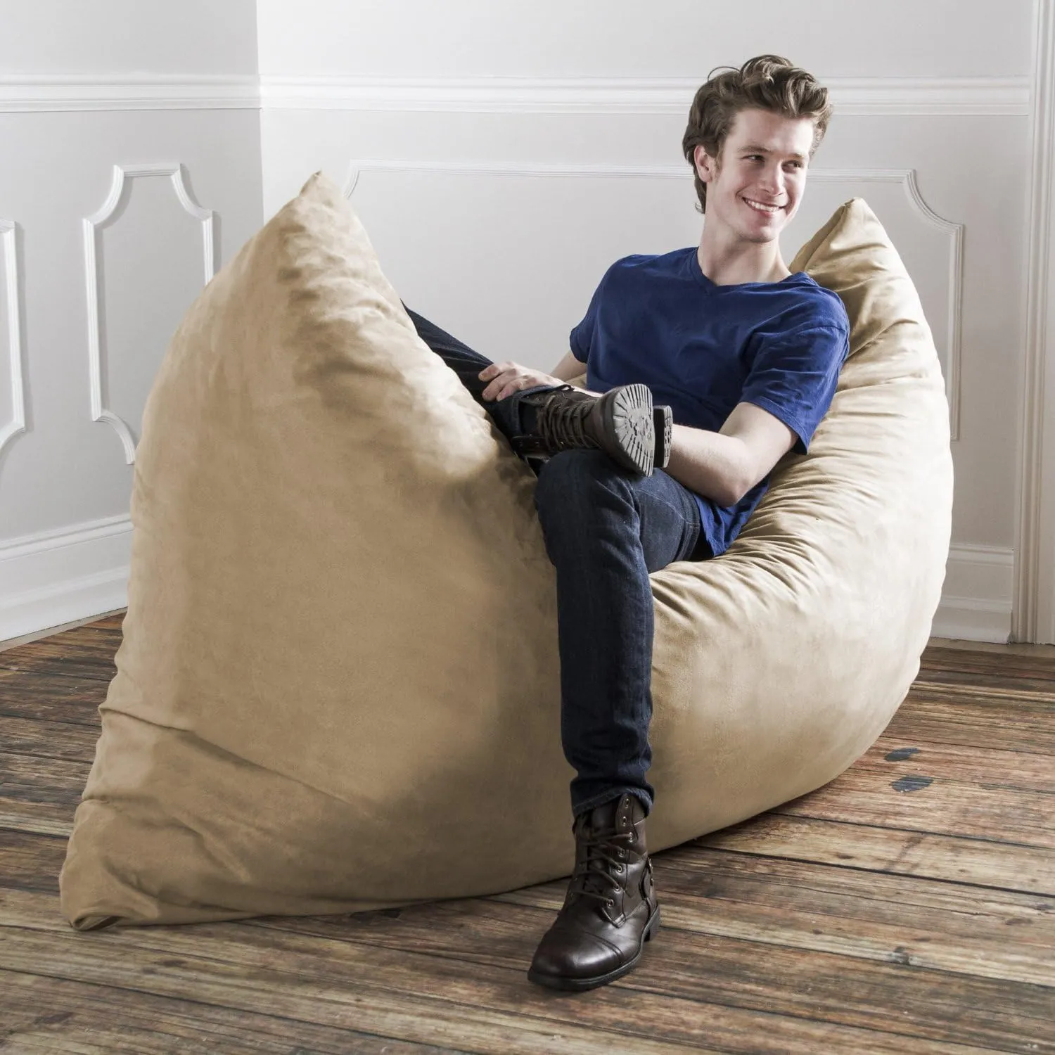 Jaxx Pillow Saxx 5.5-Foot - Huge Bean Bag Floor Pillow and Lounger, Camel