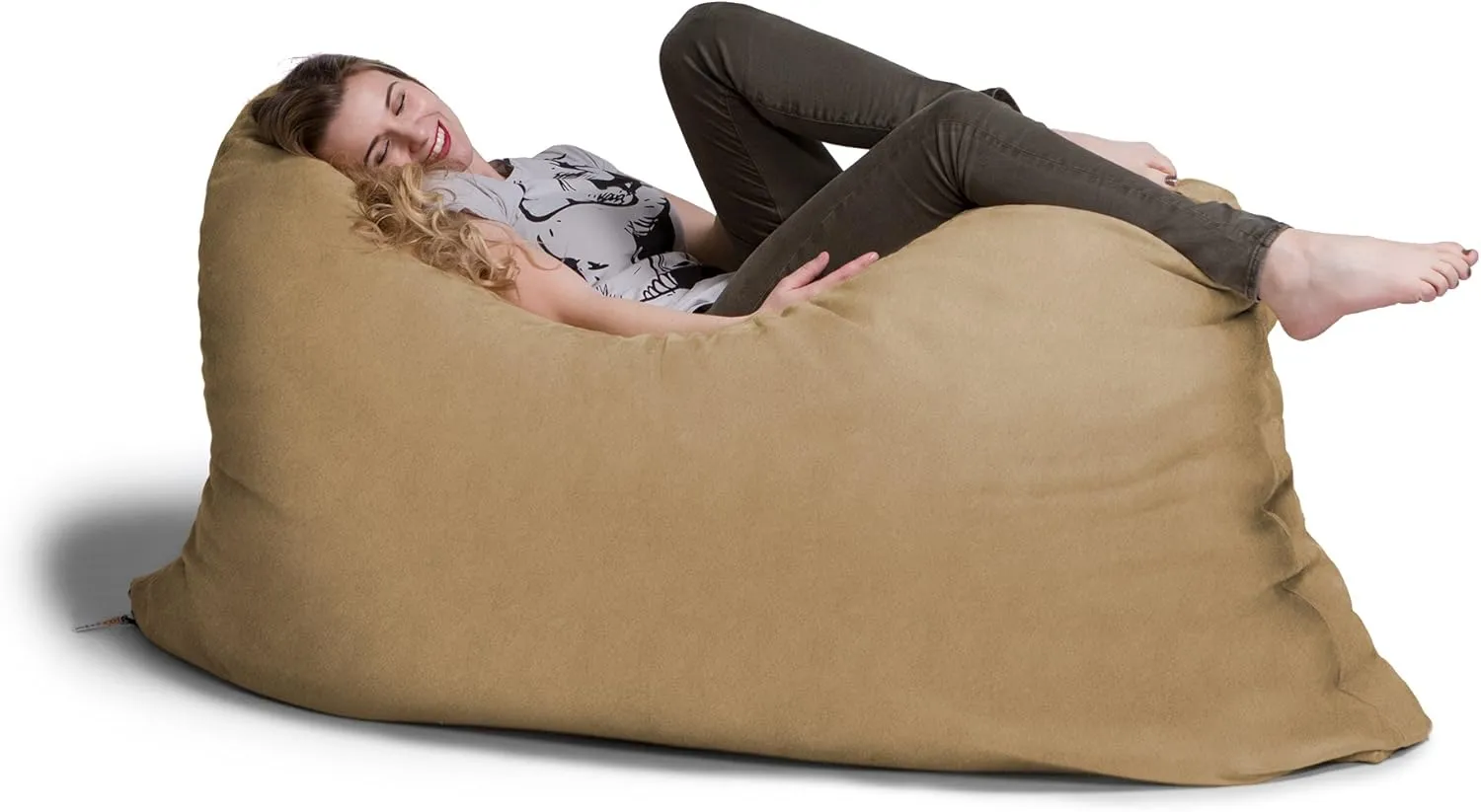 Jaxx Pillow Saxx 5.5-Foot - Huge Bean Bag Floor Pillow and Lounger, Camel