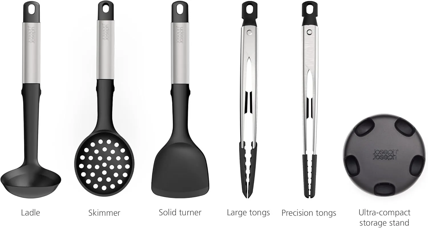 Joseph Joseph Elevate Fusion 5-piece Silicone Utensil Set with Storage Stand, Stainless Steel