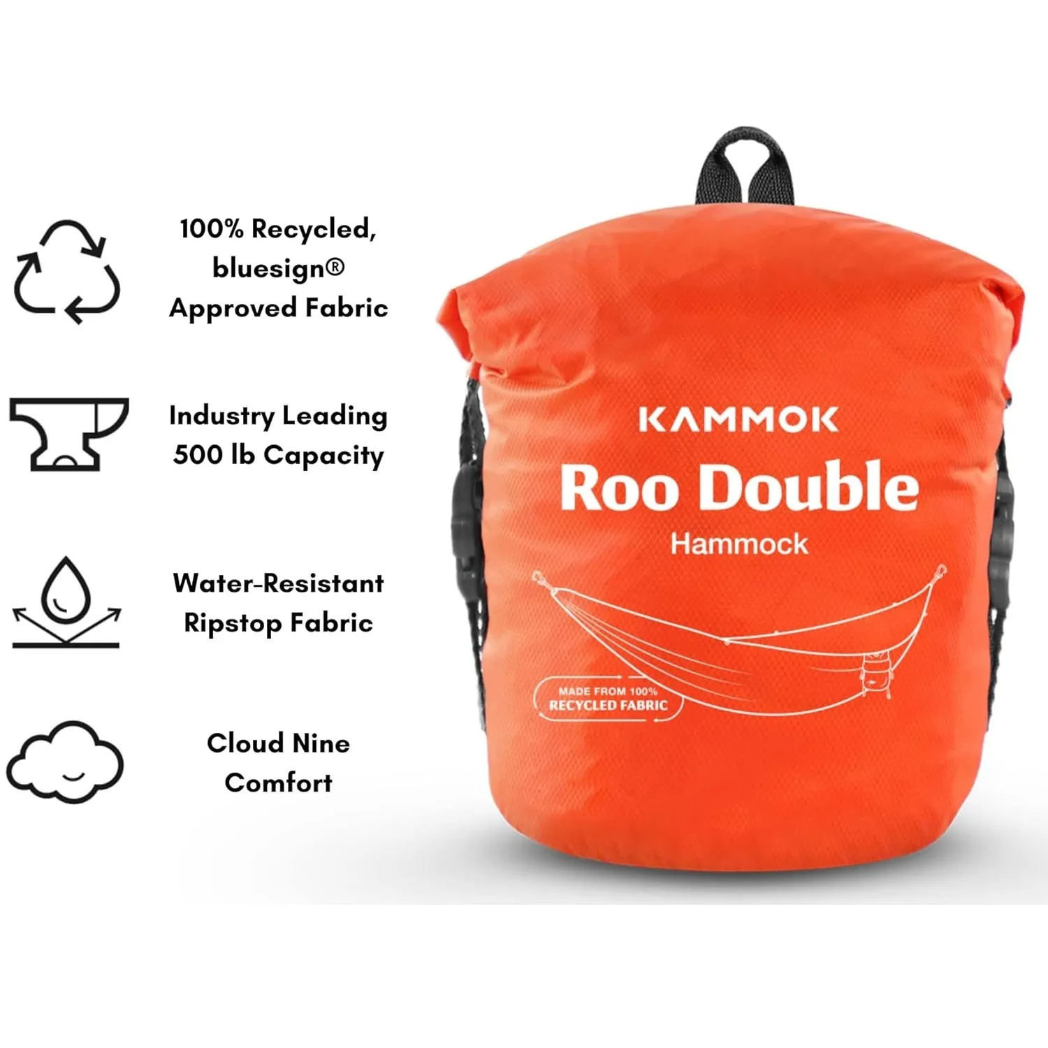 Kammok Roo Double Hammock with Stuff Sack | Durable & Waterproof | Great for Two People