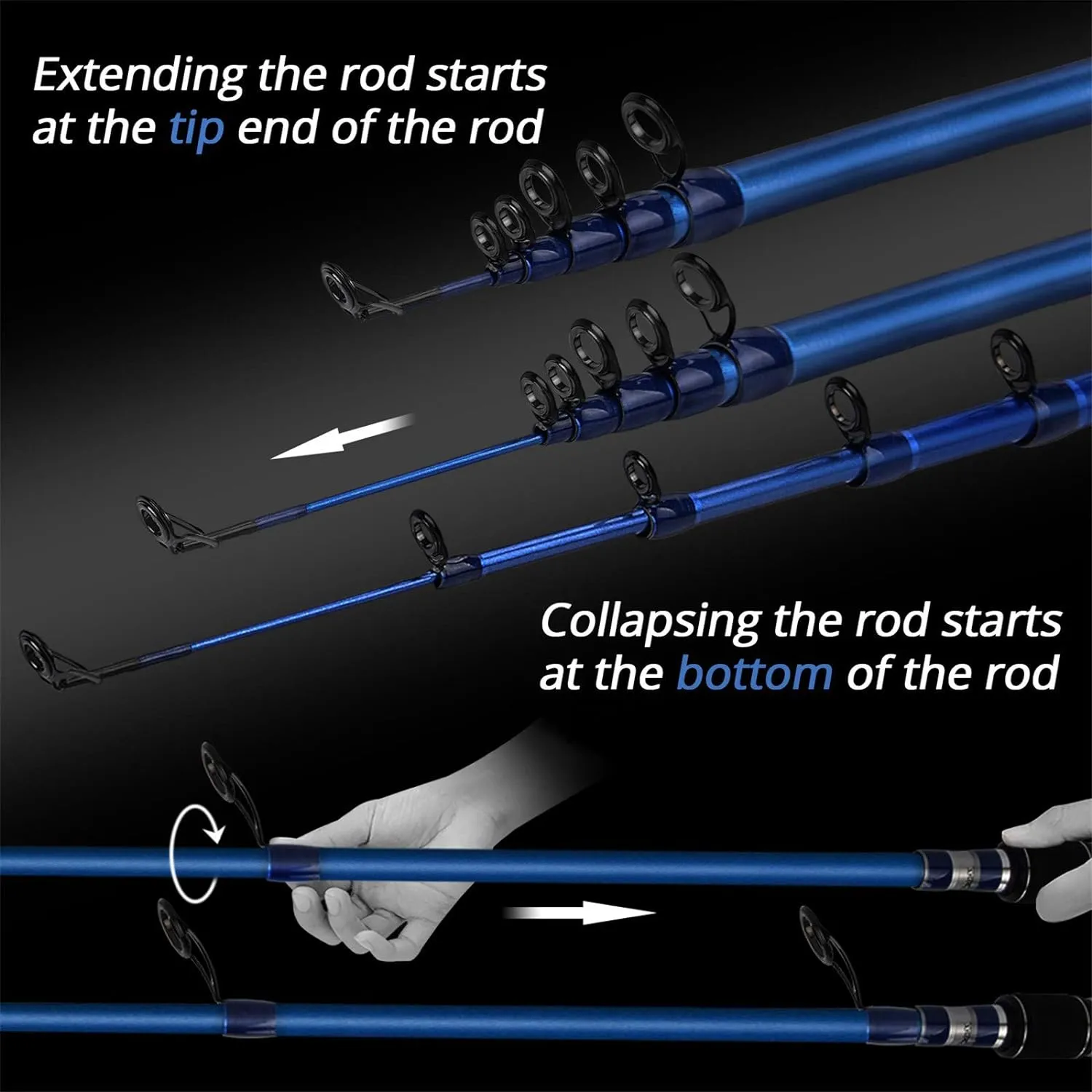 KastKing Compass Telescopic Fishing Rods and Combo, Sensitive Graphite Composite Blank, Easy to Travel, Packs to Just 17" in Length, Stainless Guides and Ceramic Rings, Combos w/ 4 1BB Spinning Reel