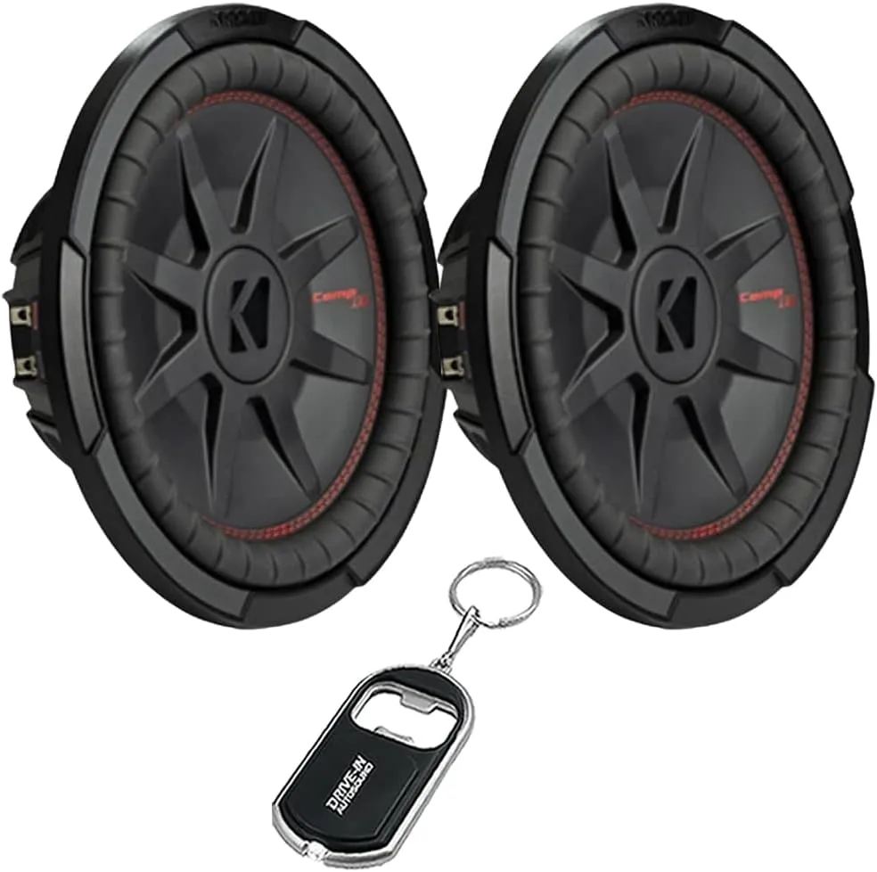KICKER Pair of 48CWRT124 CompRT Series Shallow-Mount 12" Subwoofer with Dual 4-Ohm Voice Coils