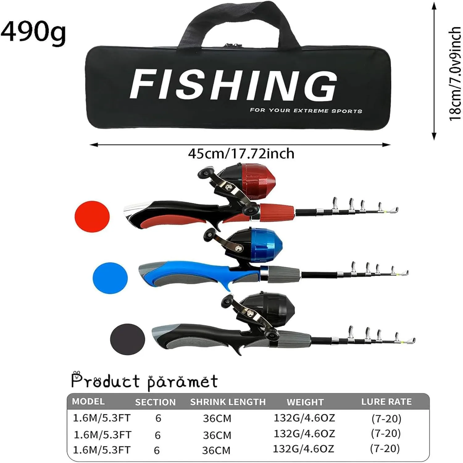 Kid Fishing Pole, Beginner Fishing Kit, Portable Telescopic Fishingrod, with Spinning Reel, Portable Bag, Tackle Box for Girls, Boys, Youth Gift Telescopic Rod