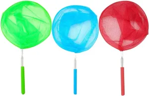 Kids Fishing Net Toy Telescopic Net Plastic Ring Landing Net for Catch Butterfly Fish Children Beach Garden Toy 3pcs Blue Red Green